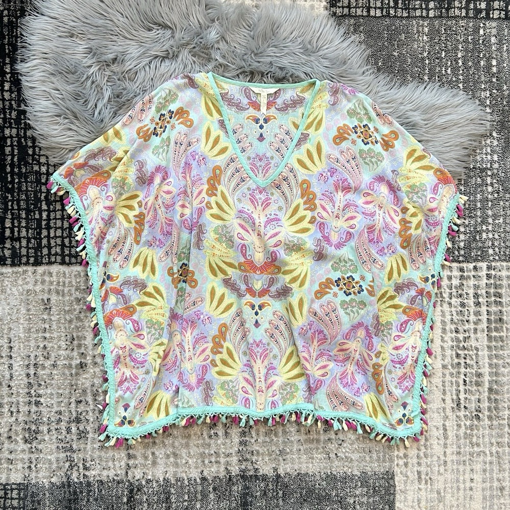 Matilda Jane Adventure Begins Capeside Swim Coverup With‎ Pom Fringe Trim Medium - Picture 2 of 7